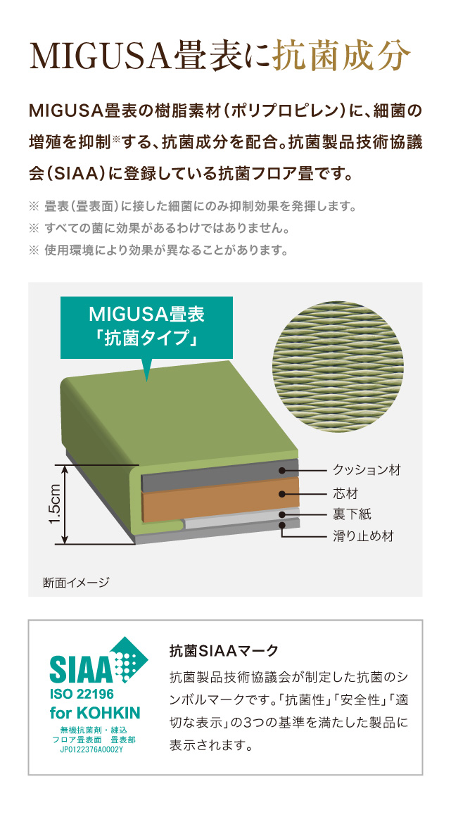 置き畳 フロア畳 「抗菌タイプ」| セキスイ畳「MIGUSA」| 積水成型工業